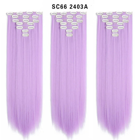 Set Hair Clip In Hair Extensions With Clips Hairpieces Synthetic Extension False/Fake Hair Blonde Eunice Hair Long Hair Pieces