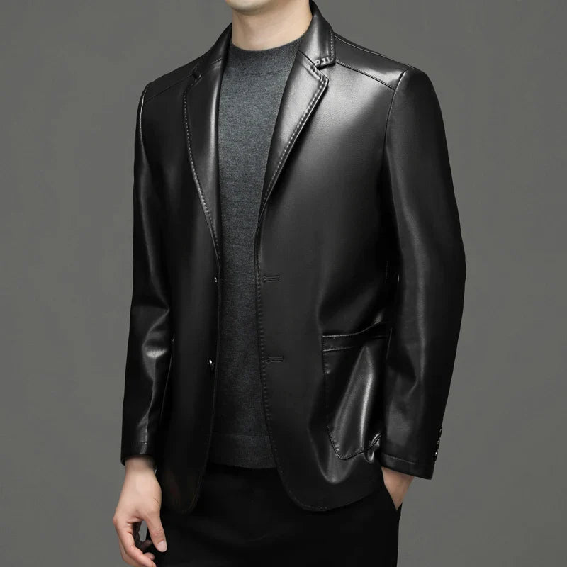 Luxury Leather Jacket Men's Suit Leather Coat Autumn and Winter New Skin Casual Small Suit Coat Men's Leather Jacket