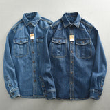 Heavy Duty Denim Shirt for Boys with Loose Fit and Long Sleeves