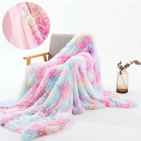 Shaggy Throw Blanket Soft Long Plush Bed Cover Blanket Fluffy Faux Fur Bedspread Blankets for Beds Couch Sofa