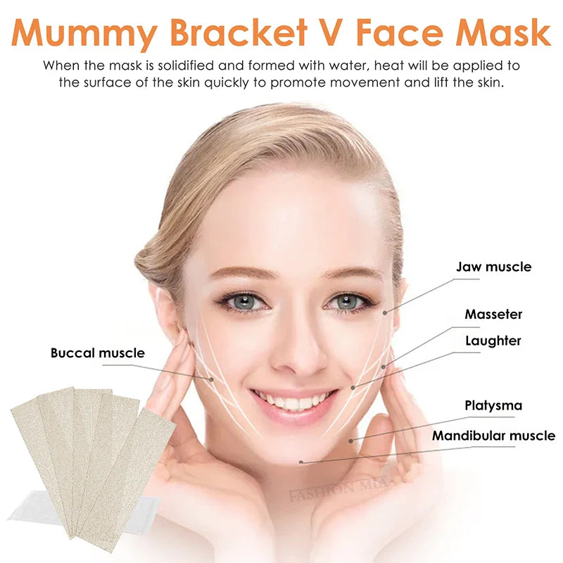 25pcs 5D Shaping Mask Mummy V Face Mask Hydrating Mask Waterproof Moisturizing Sheet Women Face Skin Care Korean Cosmetics