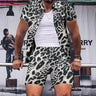 Men Clothes Trend Men Sets Leopard Print Men's Two Piece Outfits Street Casual Printing Short-sleeved Shirt Shorts Fashion Suit