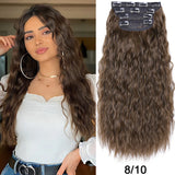 4Pcs/Set 20Inch Synthetic Hair Clip In Long Wavy Thick Hairpieces For Women Full Head Synthetic Hair Extensions Ombre Hairpieces