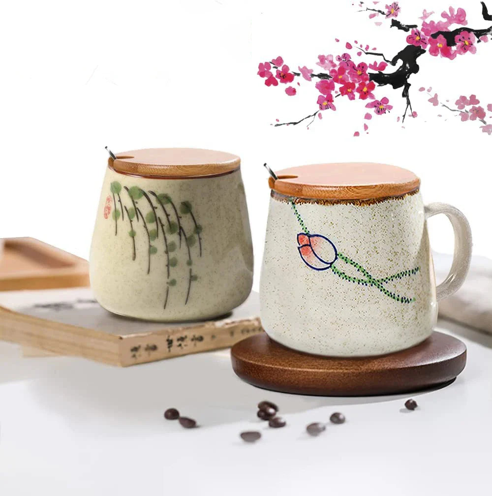 YWDL 380ml Japanese Retro Style Ceramic Coffe Mug Kiln Glaze Milk Breakfast Cups Home Teacup Tumbler Water Mug Gift For Friends