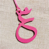 Wholesale  Personalized Real Natural Leather Character Alphabet Arabic Letter Keychain Backpack Pendant Ladies Women Bag Charm