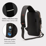 Anti-theft Tape Bag Portable Backpack with USB Charging Port Male PU Shoulder Outdoor Sports Crossbody Bag Men Fashion Chest Bag