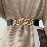 Gold Chain Belt Elastic Silver Metal Waist Belts for Women Ceinture Femme Stretch Cummerbunds Ladies Coat Ketting Riem Waistband