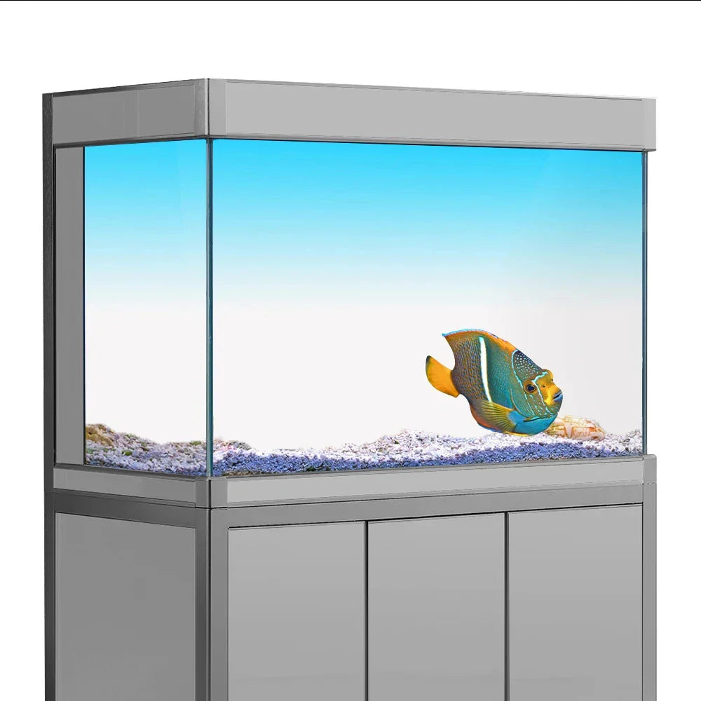 Fish Tank Background Sticker White Yellow Green Blue Cyan Gradient Simple Printing Wallpaper Aquarium Backdrop Decorations PVC