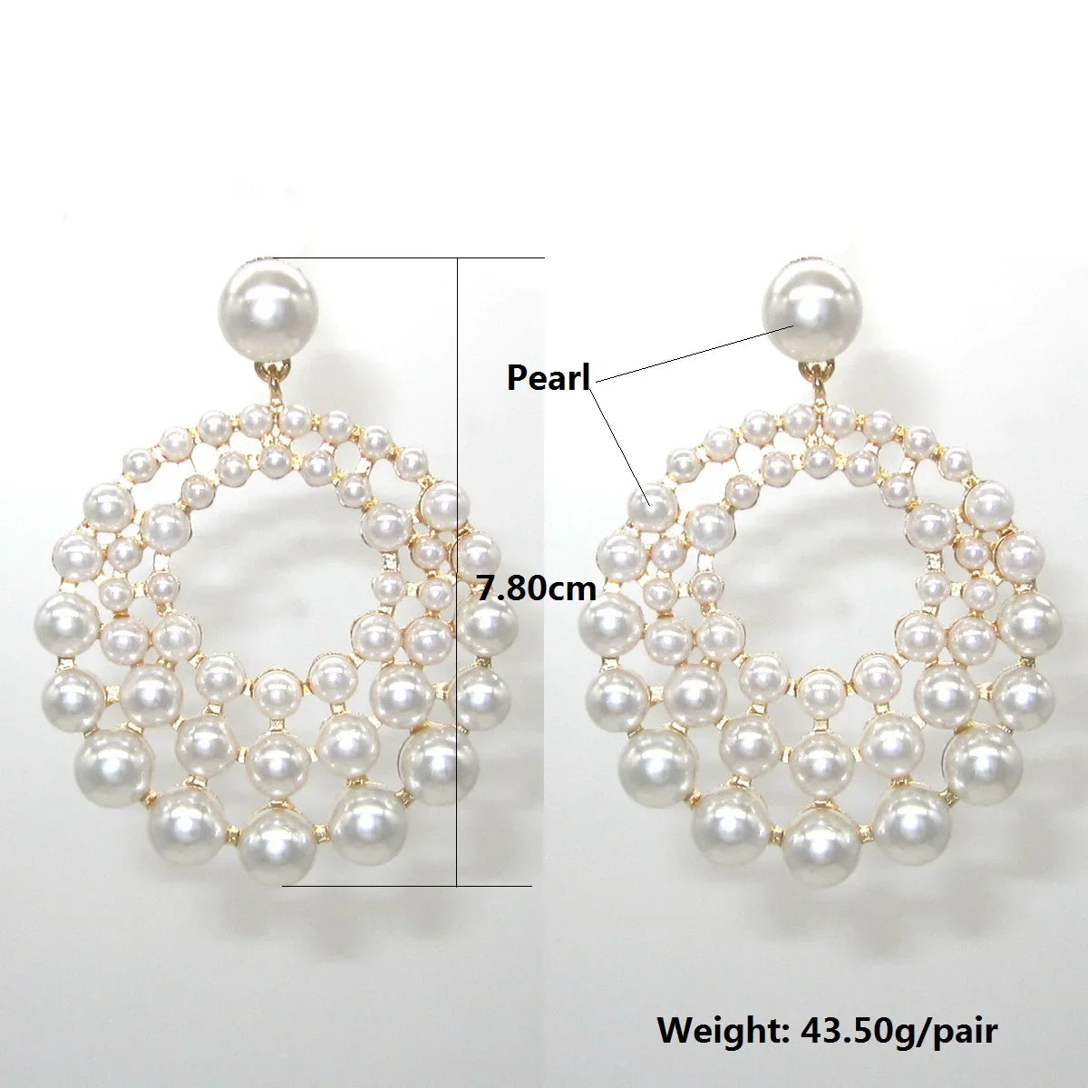 Zouchunfu Aretes Large Size Zinc Alloy Drop Shiny Pearl Big Earrings For Women Geometric Pendant Ear Bohemian Jewelry Oorbellen