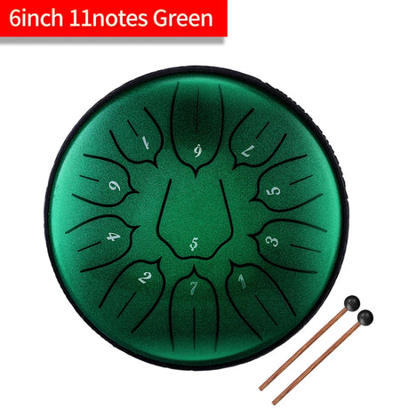 Steel Tongue Drum 8 Inch / 6 Inch 11 Notes Handpan Drum Drumstick Mallet Finger Percussion Tongue Tambourine for Meditation Yoga