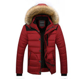 Winter New Men Warm Cotton Jacket Coats Fur Collar Hooded Parka Down Jackets Outerwear Thick Male Warm Overcoat Wool Liner Coat