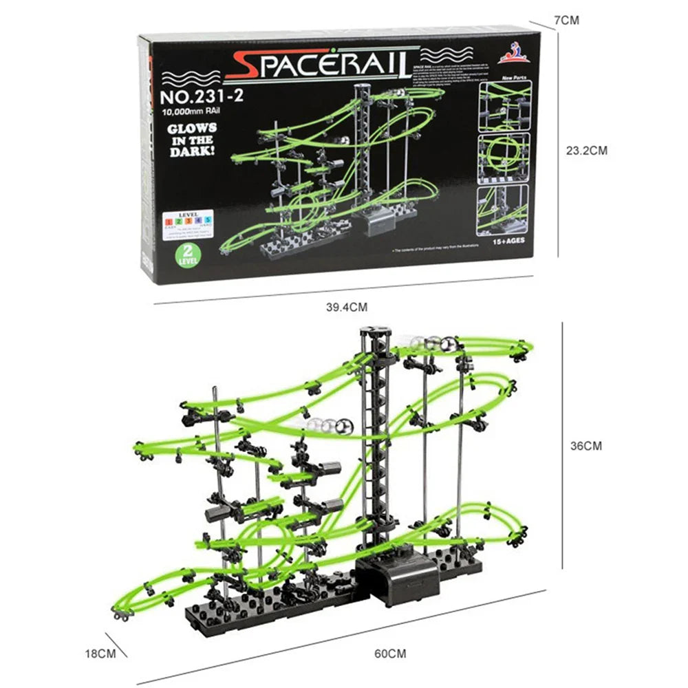 116-343Pcs Spacerail Roller Coaster Ball Toys Maze Race Track Games Operated Glows In Dark DIY Kid Science Educational Toy