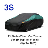 Universal Full Car Covers Outdoor Waterproof Sun Rain Snow UV Protection Black Green Splicing Color Cover Fit SUV/Sedan/Hatchbac