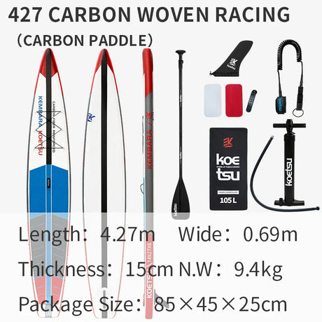 KOETSU Kayak Racing Carbon Board Paddle Surf Stand Board Inflatable Surfboard Paddle Accessories Inflatable Boat 12ft 14ft PVC