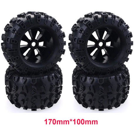 4pcs/pack 1/8 Scale 17mm Hex RC Truck Tires and Wheels Set Glued for Traxxas Maxx Tmaxx E-Revo Revo 3.3, JLB Cheetah Monster