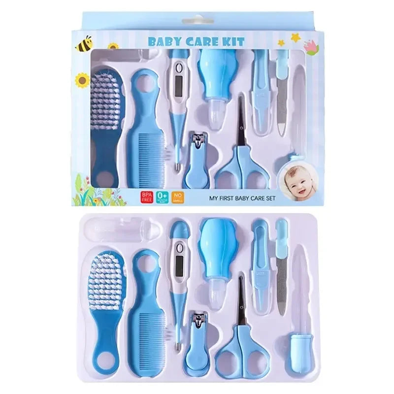 10PCS Baby Nail Trimmer Care Set Kid Hair Health Care Thermometer Grooming Brush Clipper Teether Toothbrush Kit Baby Essentials