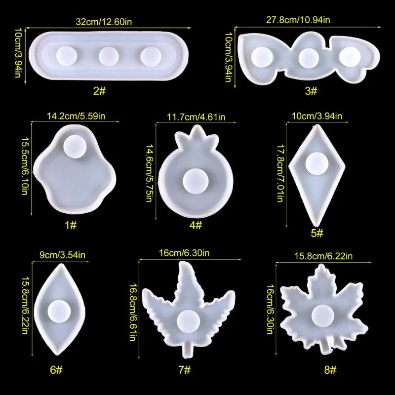 DIY Irregular Shaped Candlestick Silicone Mold 1/3 Holes Tealight Holder Base Tray Epoxy Resin Casting Mould Table Decor