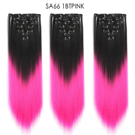 Set Hair Clip In Hair Extensions With Clips Hairpieces Synthetic Extension False/Fake Hair Blonde Eunice Hair Long Hair Pieces