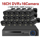 5MP 16PCS CCTV Camera Full Color Night Vision 16CH DVR Security Camera System Set XMEYE Video Surveillance AHD System Kit 8CH