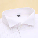 2024 new men's long sleeve shirt High quality tuxedo standing collar wedding dress shirt men's white French cufflink shirt