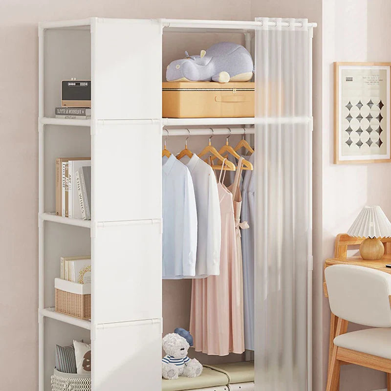 수납장 Clothes Toys Storage Locker,Home Dustproof Wardrobe,Dormitory Steel Frame Reinforced Combination Storage Rack,Simple Cabinet