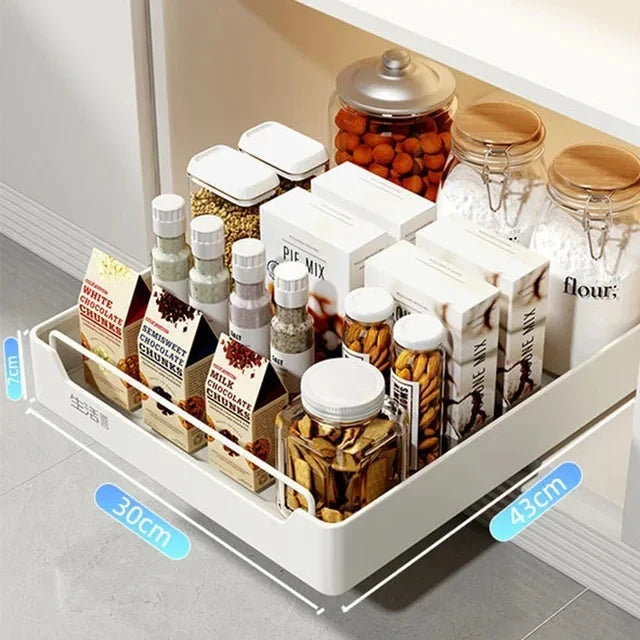 Pull-out Kitchen Organizer Rack Slide Cabinets Storage Free of Installation Tableware Dish Rack Kitchen Accessories