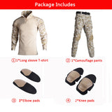 Military Uniform Clothes Suit Tactical Combat Suits Camo Men Army Clothes Military Men Clothing Shirt+Cargo Pants Knee Pads 8XL