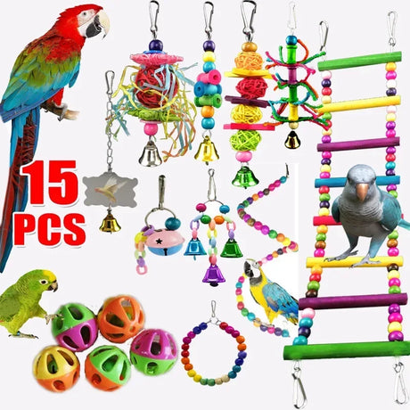 Toys Standing Bell Swing Toy Parrot Bird Combination For Accessories Bite Articles Ball Pet Training