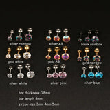 2PCS 4mm Short Ear Studs Earring Outside Upper Helix Earrings Titanium Steel CZ Crystal 3mm 4mm 5mm Mix Colors 0.8mm 20G Screw