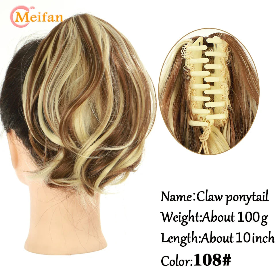 MEIFAN Long Synthetic Wavy Clip in Hair Ponytail Hair Wigs Extensions Style Claw Pony Tail Hairpiece for Women Cosplay Party