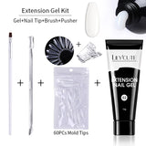 LILYCUTE Nail Extension Gel Set 15ml French Quick Prolong Finger Extend Mold Manicure Kit Long Lasting Construction Crystal Gel