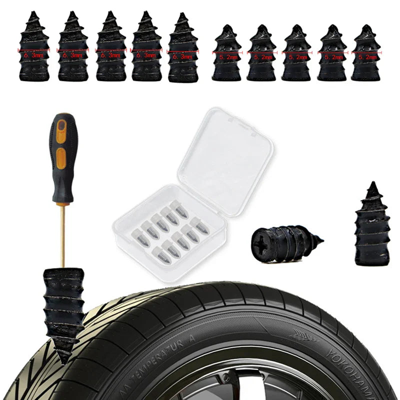 Vacuum Tyre Tire Repair Tools Kit Puncture For Materials Set Motorcycle Tubeless Patch Nail Rubber Tool Glue Free Film Nail Car