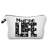 Nurse Makeup Bag Women Cosmetic Bag Toiletry Travel Organizer Lady Purse Cartoon Alphabet Print Zipper Hospital Doctor Gifts