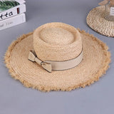 Wide Brim Sun Hats Fashion Flat Top Bowknot Panama Cap Floppy UV Protection Straw Hats Women