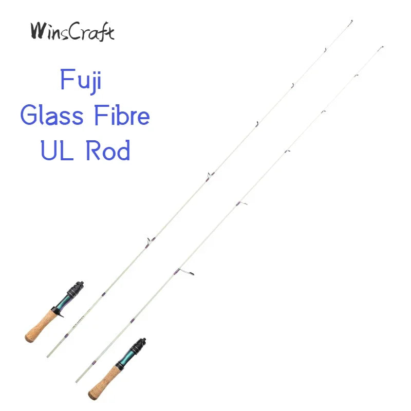 WinsCraft Fuji Glass Fibre Ultralight Trout Fishing Rod 2Sections Solid Glass Spinning Casting Fishing Rod 1.4m UL Rod F Action