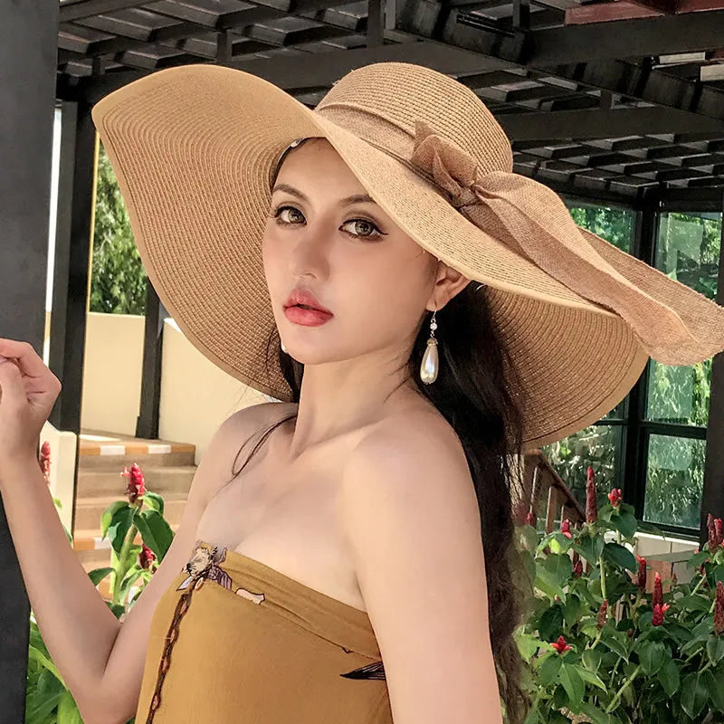 Summer Straw Hat Women's Hats Beach Holiday Visors Female Protection Big Eaves Bucket Hat Cap Women Sun Hat Panama Caps Foldable