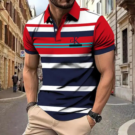 Striped Polo Shirt Men Polo Shirt Short Sleeve Top Casual Business Polo Shirt Men's Summer Clothing Quick Dry Fashion Polo Shirt