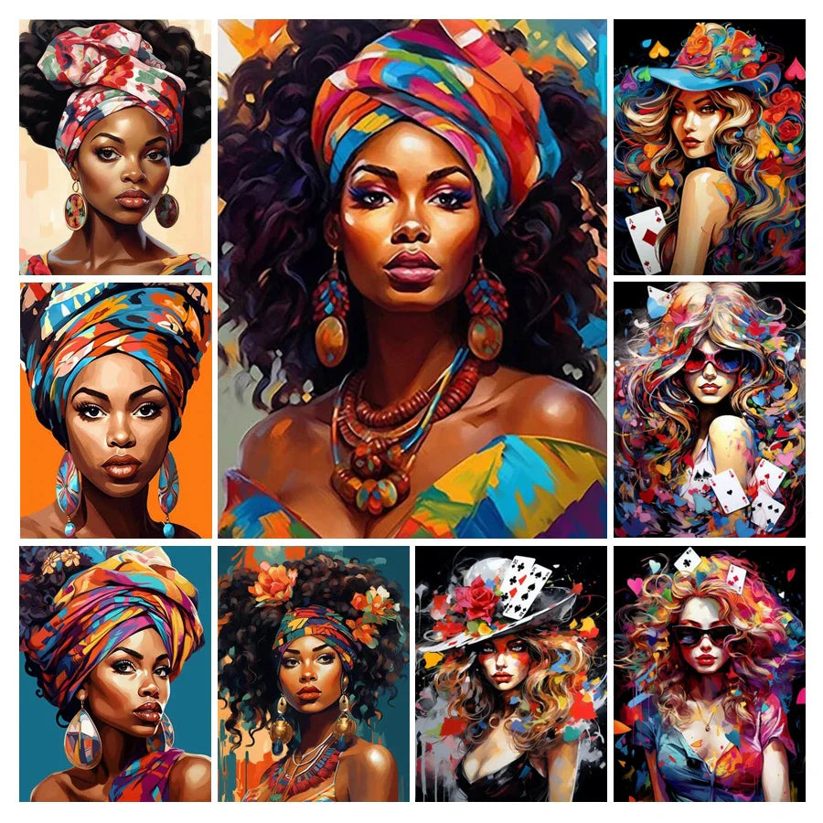 FULLCANG Diy 5D Diamond Painting New Collection African Woman Full Rhinestone Drill Mosaic Embroidery Poker Girl Picture FG2166