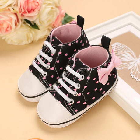 Pink Baby Shoes Princess Fashion Sneakers Infant Toddler Soft sole Anti Slip First Walkers 0-1 year old baby Christening Shoes