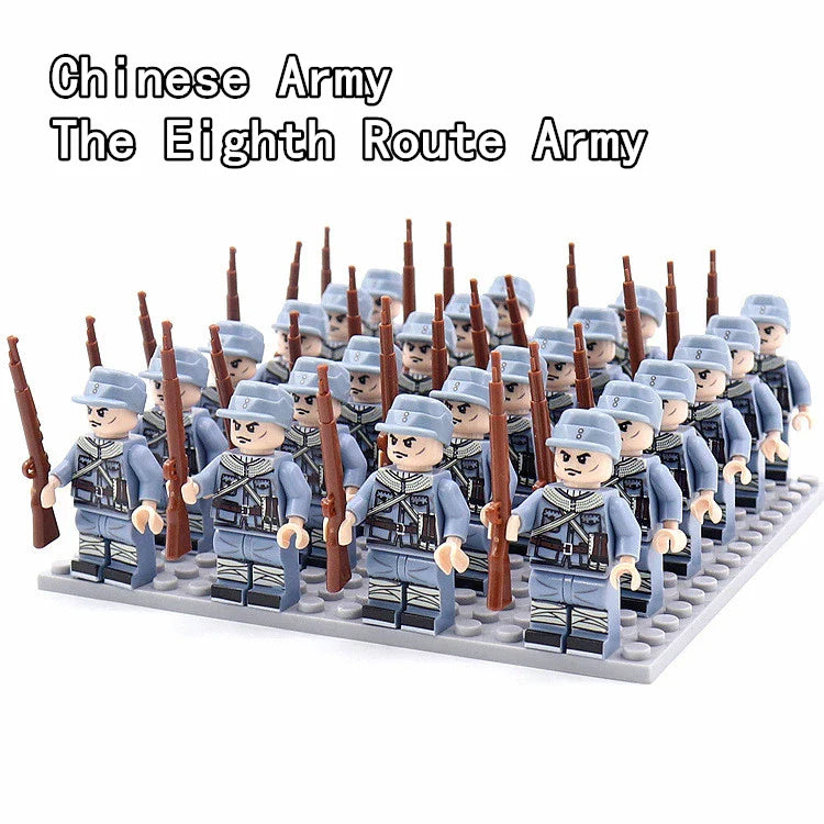 WW2 24pcs Military Army Soldier Soviet US UK German France Building Blocks Set Model Bricks Action Figures Weapon Toys Kids Gift