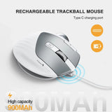 ProtoArc EM01 Trackball Mouse RGB Wireless 2.4G Bluetooth Ergonomic Mouse Rechargeable Rollerball Mice for Laptop PC iPad Mac