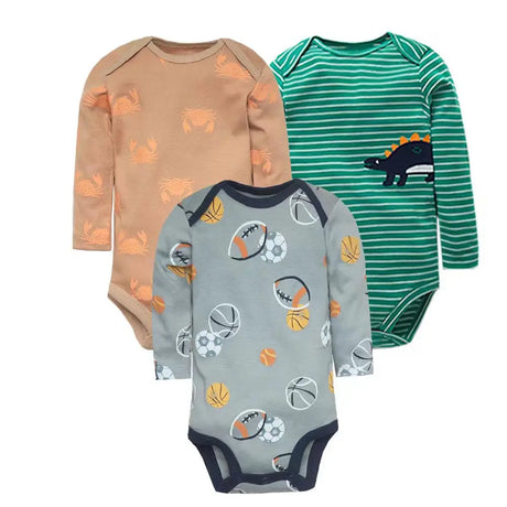 3-5 PCS/LOT Soft Cotton Baby Bodysuits Long Sleeve Newborn Baby Clothing Set Christmas Baby Girls Boys Clothes Infant Jumpsuit