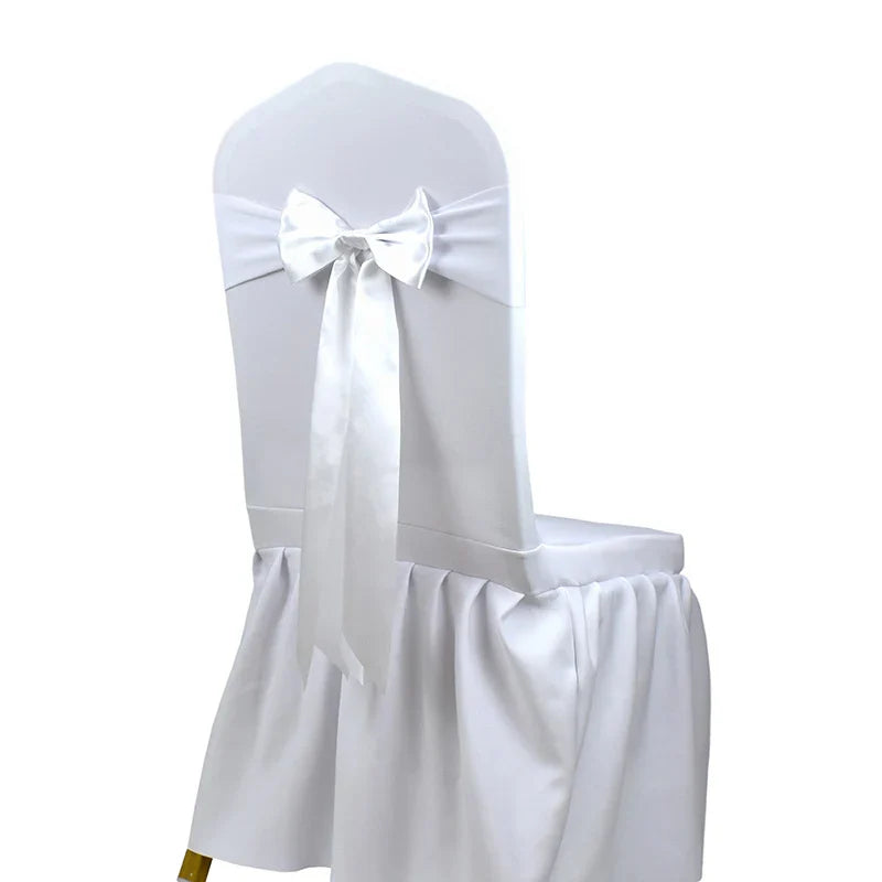 10pcs/50pcs Satin Spandex Chair Bow Band Ribbon Chair Tie Party Banquet Event Wedding Decoration Knot Stretch Chair Bow Sashes