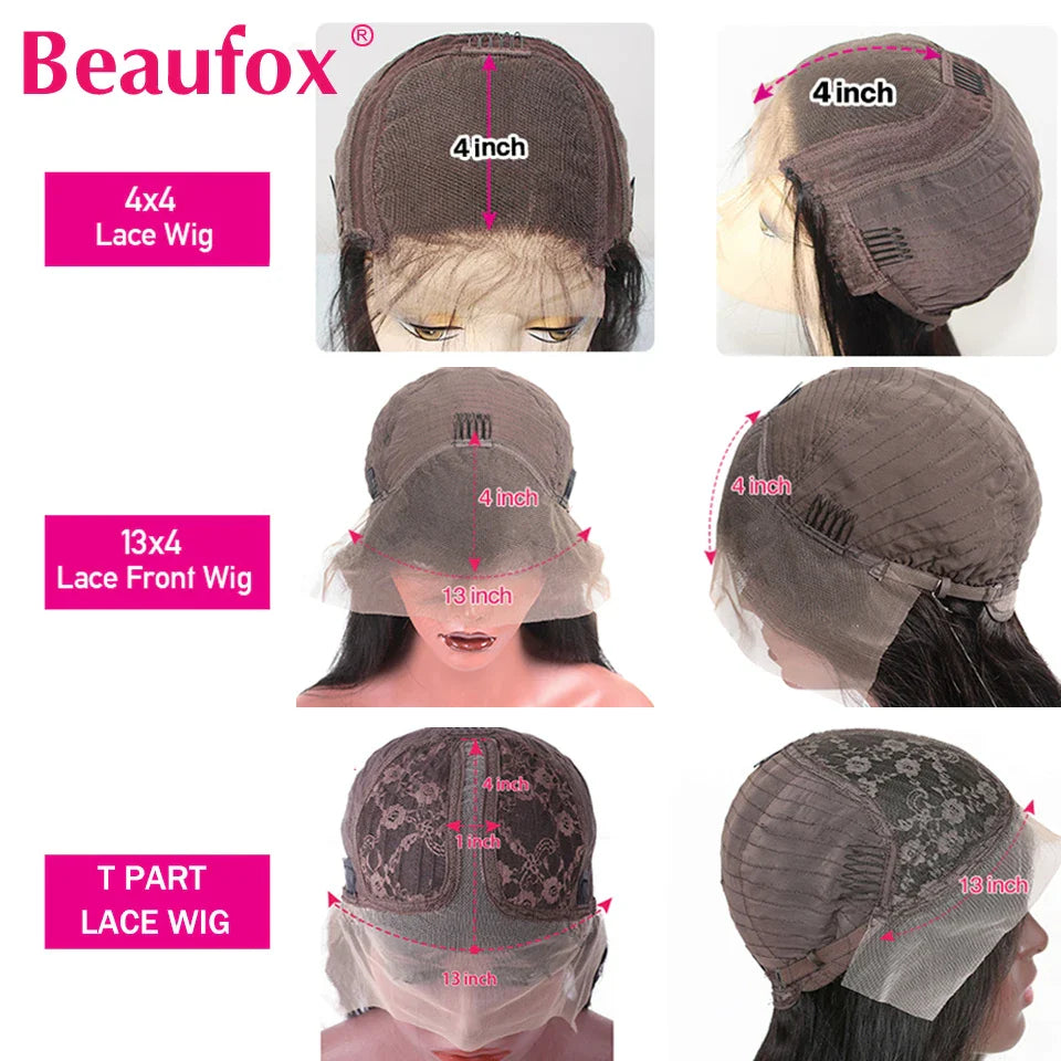 Beaufox Lace Front Human Hair Wigs For Women Brazilian Body Wave Lace Frontal Wigs Glueless Human Hair Wigs 4x4 Lace Closure Wig
