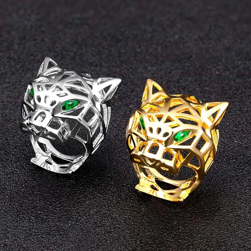 Zlxgirl jewelry High-grade hollow design smooth faceted leopard ring beauty wedding finger rings best couple anel gifts free bag