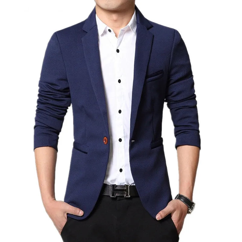 2023 Men slim fit fashion blazer Suit Jacket Black Blue Red plus size L to 5XL Male blazers Mens coat Wedding dress