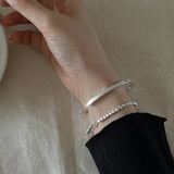 100% Solid 925 Sterling Silver Metal Bracelet for Women Men Vintage Handmade Hasp Bracelet Birthday Gift S-B451