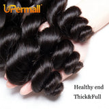 Upermall 3/4 Loose Wave Bundles with Closure Brazilian Remy Human Hair Weave HD Transparent 4x4 5x5 Lace Closure and Bundle Soft