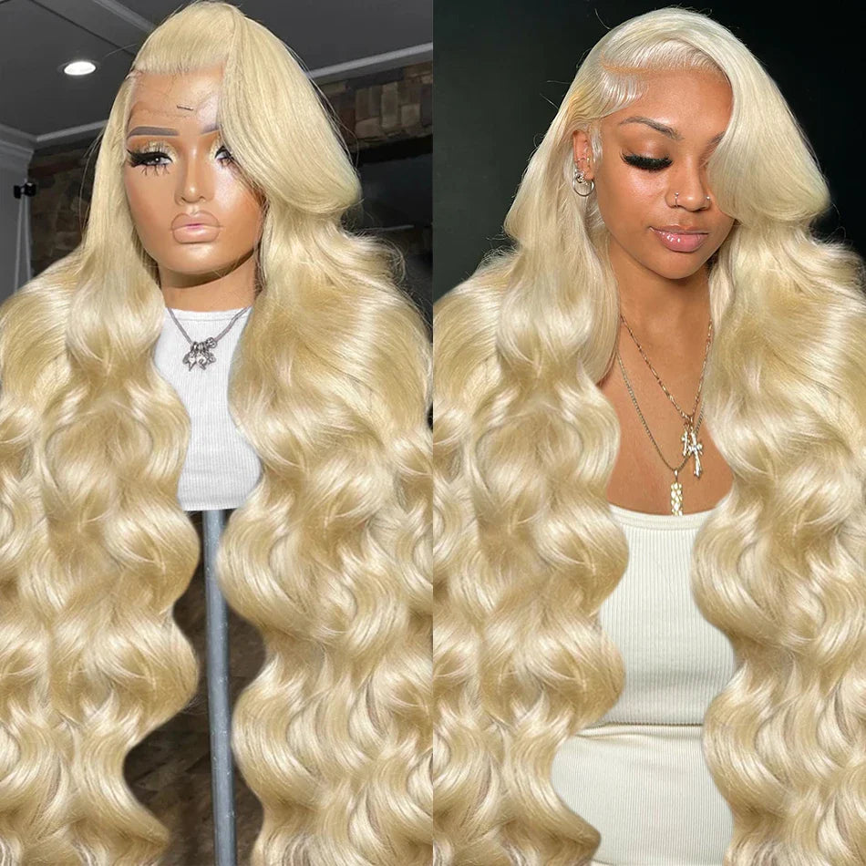 Luvin Blonde 613 HD Transparent 13x6 Lace Front Human Hair Wigs 34Inch Color Brazilian Remy Body Wave 13x4 Frontal Wig For Women