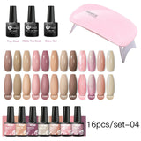 Mtssii  13/16Pcs Gel Nail Polish Set With 36W UV Lamp Dryer Manicure Kit Semi Permanent Soak Off Base Top Coat Nail Art UV Gel